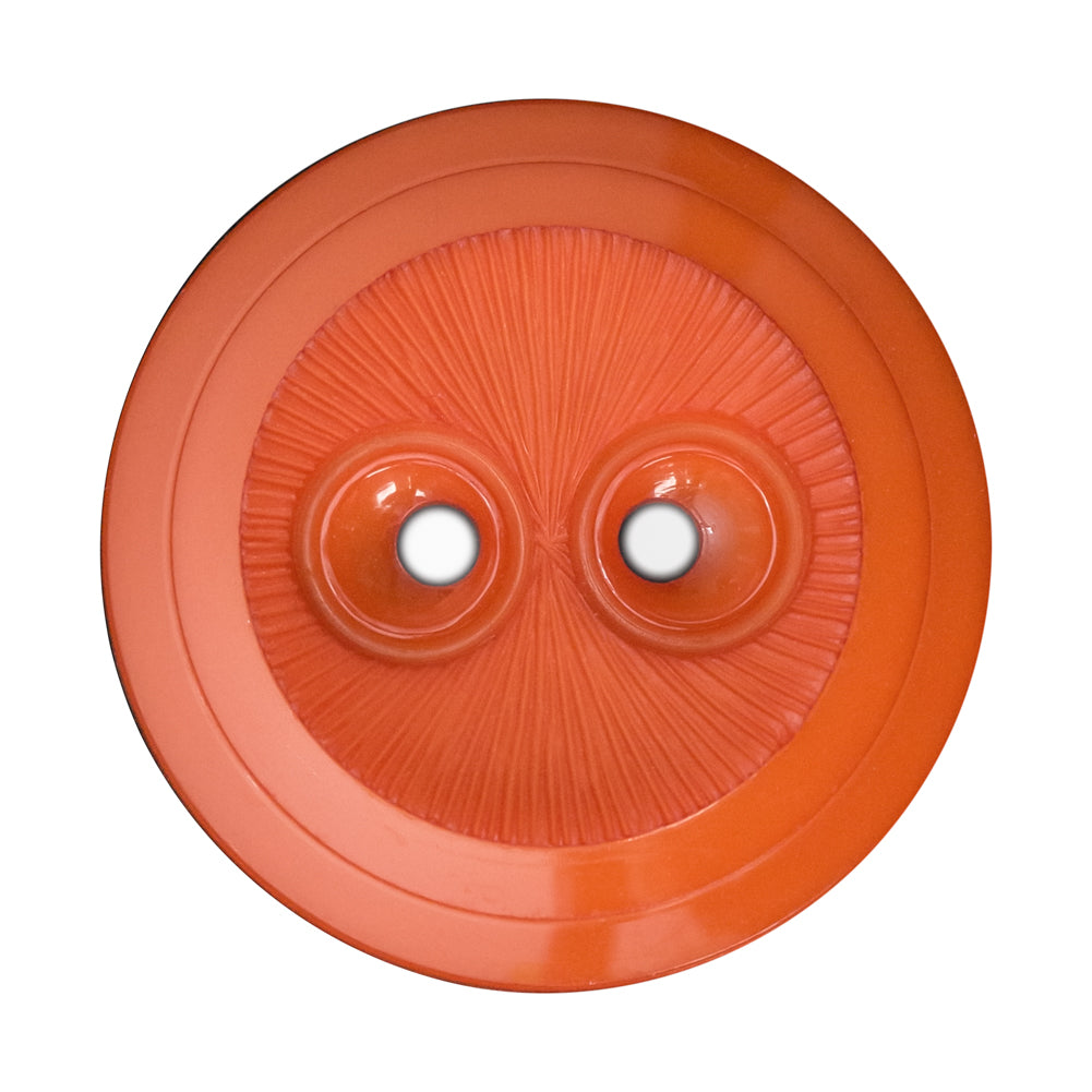 Plastic 2-Hole Button - 54L/34mm - Orange Dish Shaped with Radiating Textured Center - Joann Fabrics