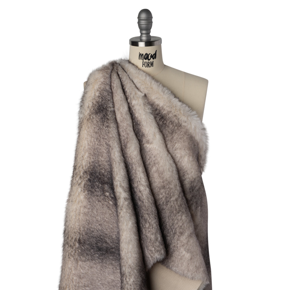 Plush Two-Tone Medium Pile Recycled Polyester Faux Fur - Ivory and Gray - Joann Fabrics