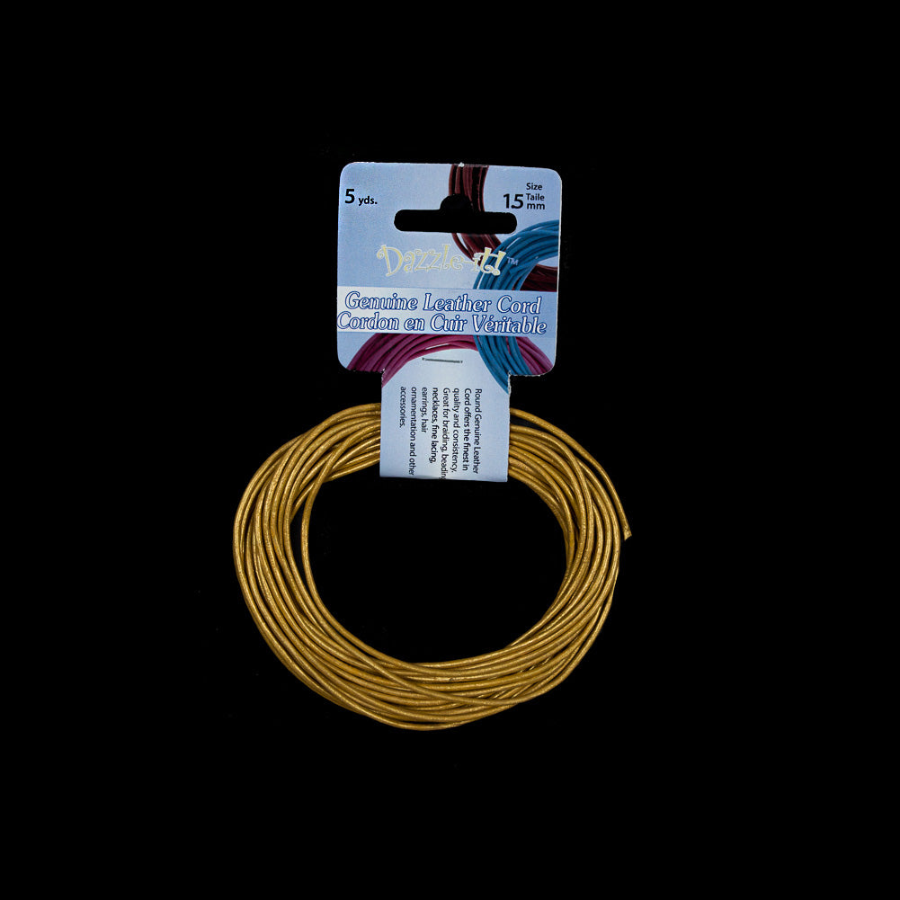 Dazzle-It Metallic Gold Genuine Leather Cord - 1.5mm - Joann Fabrics