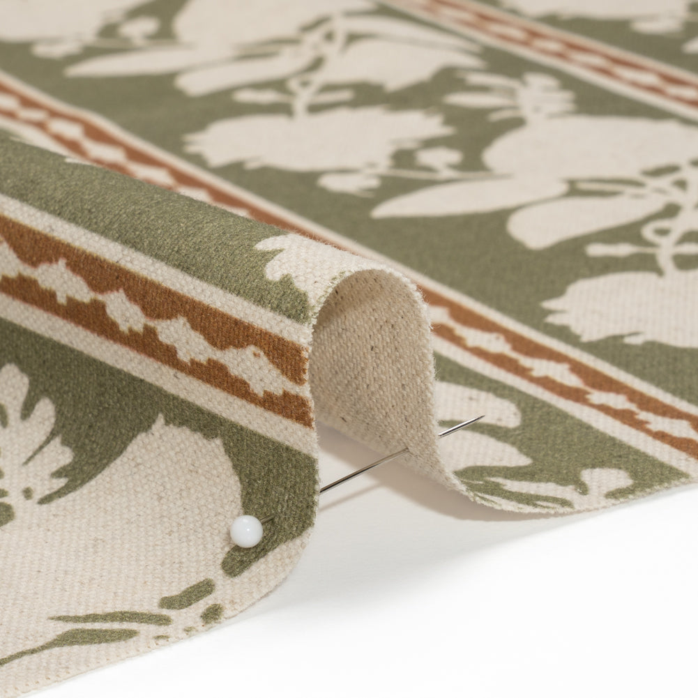 Brushed Cotton and Linen Canvas - Oregano Floral Silhouette Stripes - British Imported - Joann Fabrics