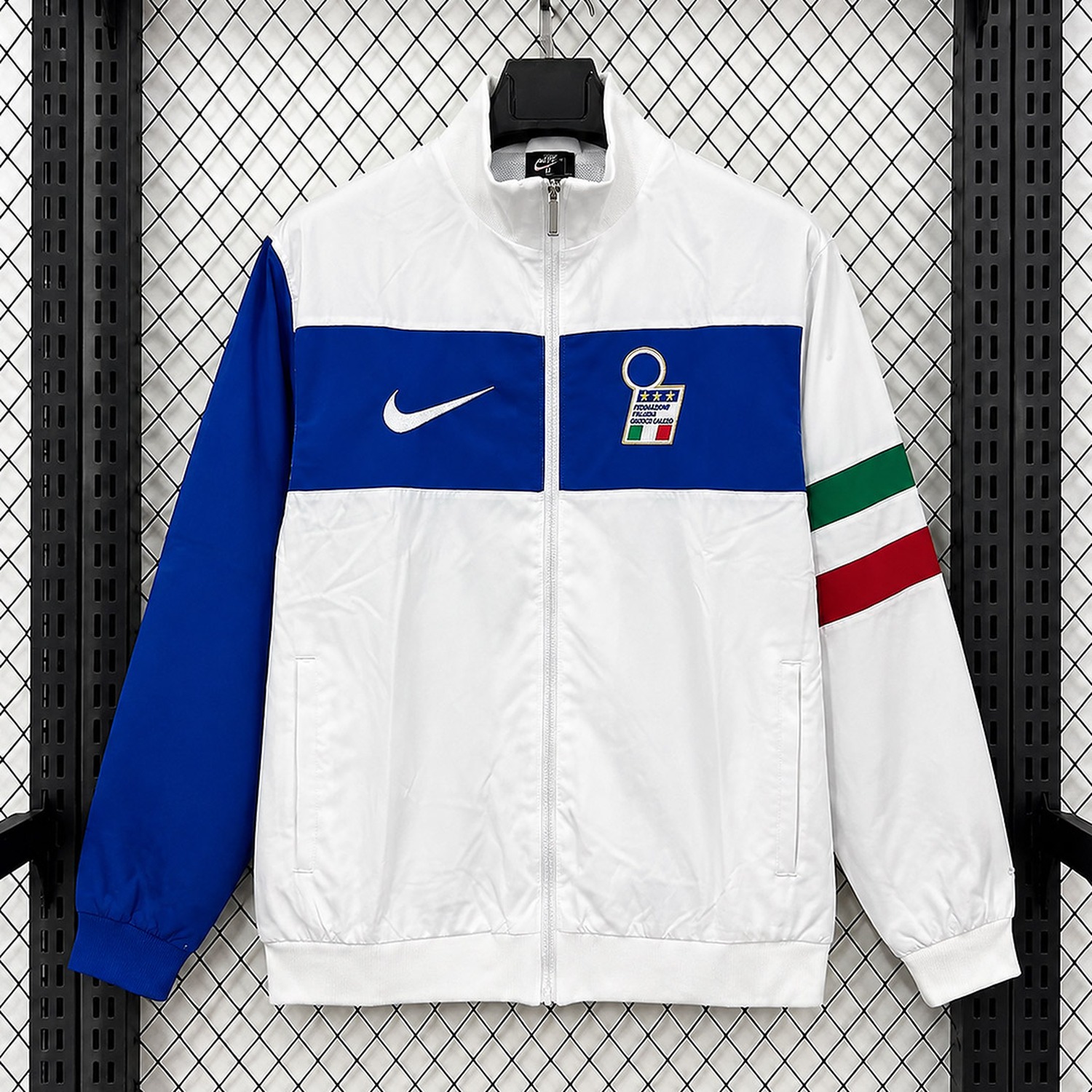 Retro Italy 1994-97 White Blue Windbreaker Jacket - UnitedFutballJersey