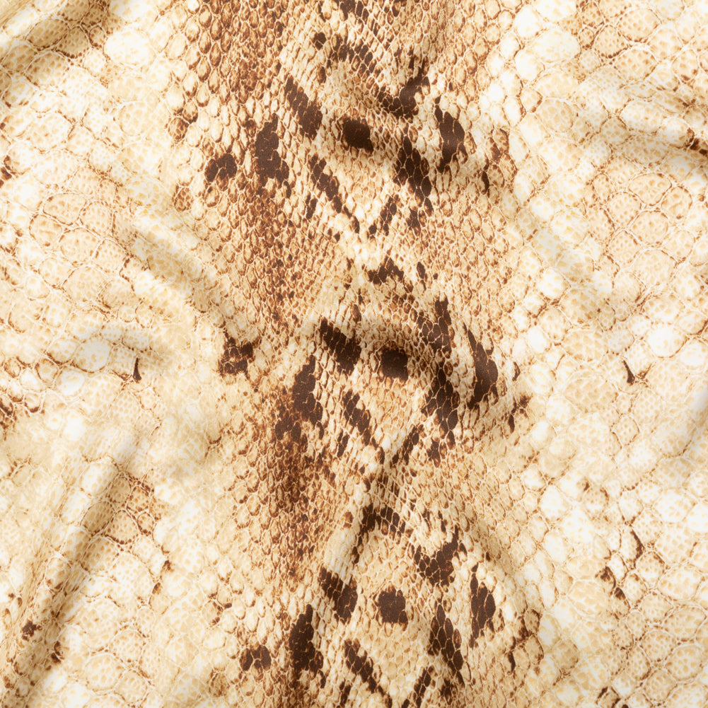 Mood Exclusive Italian Frozen Dew and Brown Python Printed Silk Charmeuse - Joann Fabrics