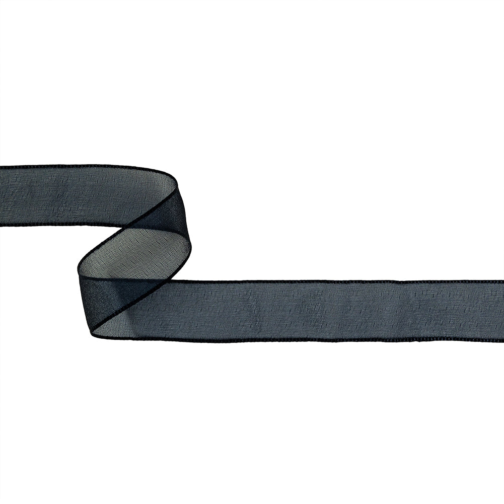 Navy Shimmering Organza Ribbon with Woven Edges - 1.125