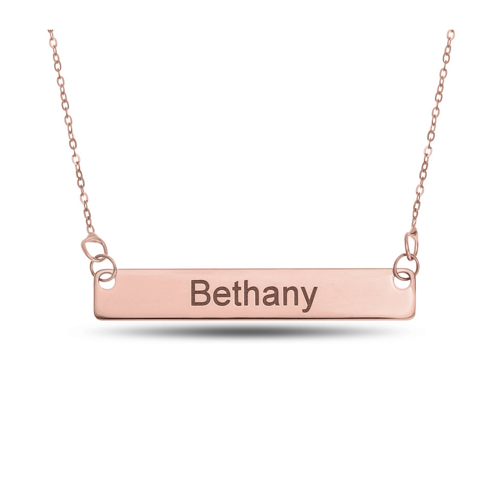 Personalized 10K Rose Gold Horizontal Bar Name Necklace, 18