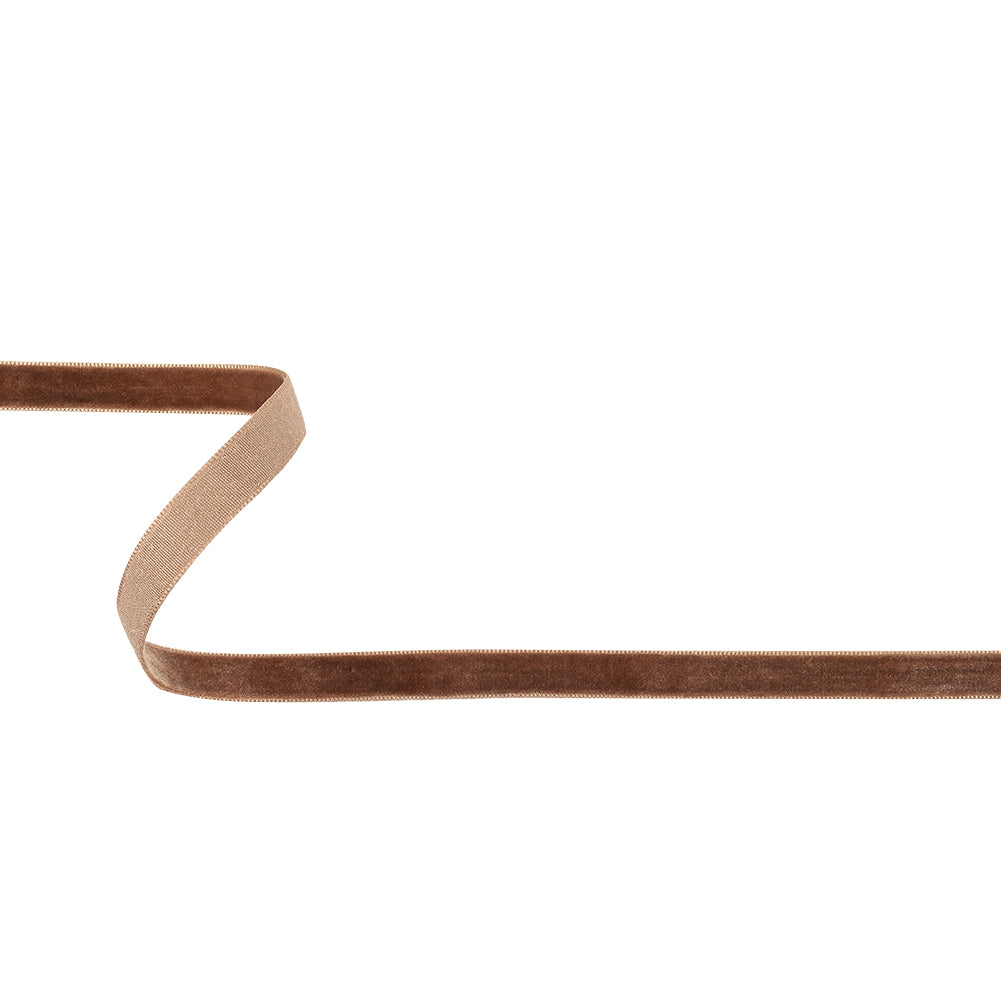 Teddy Bear Brown Single Face Velvet Ribbon - 0.375