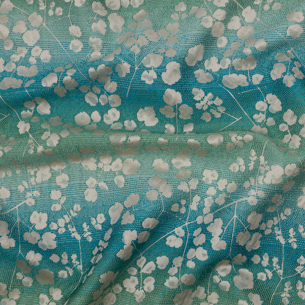 Drapery Jacquard - Verdigris Ombre Stripes and Little Flowers - British Imported - Joann Fabrics