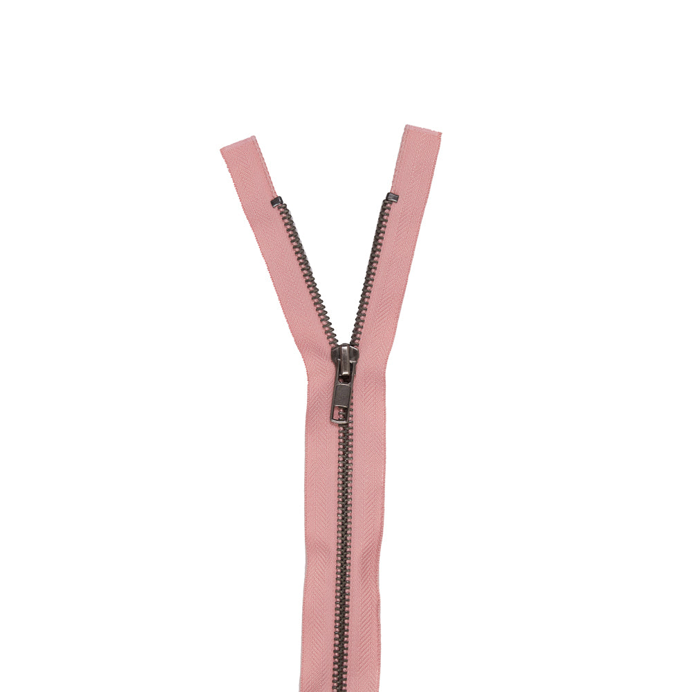 Peach Quartz and Matte Silver Metal Two-Way Zipper - 36