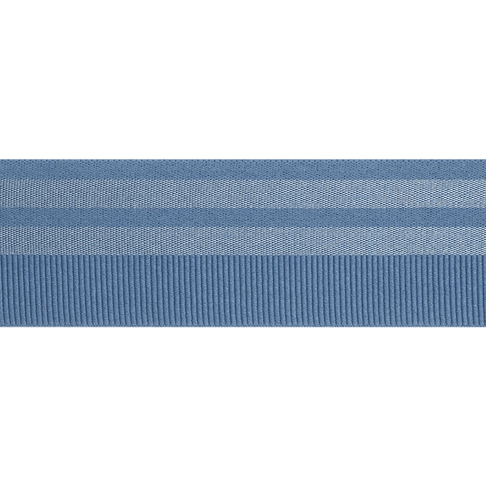 Nylon Elastic Trim with Satin Stripes and Ribbing Made in Italy - 1.625