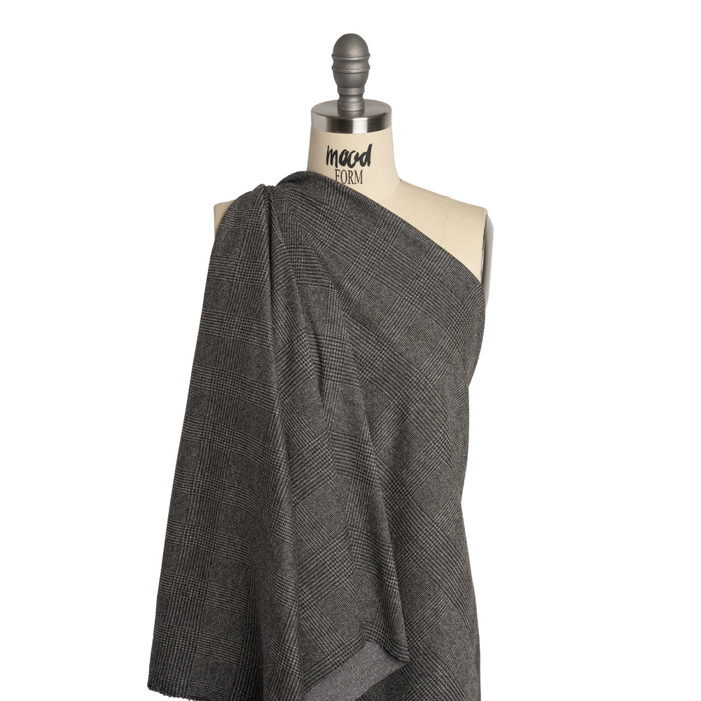 Polyester Interlock Knit - Gray and Black Glen Plaid - Deadstock - Joann Fabrics