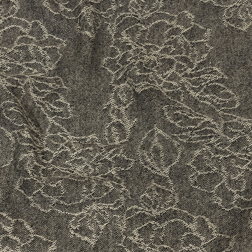 Balenciaga Italian Black, Pumice Stone and Metallic Silver Floral Blended Wool Jacquard - Joann Fabrics