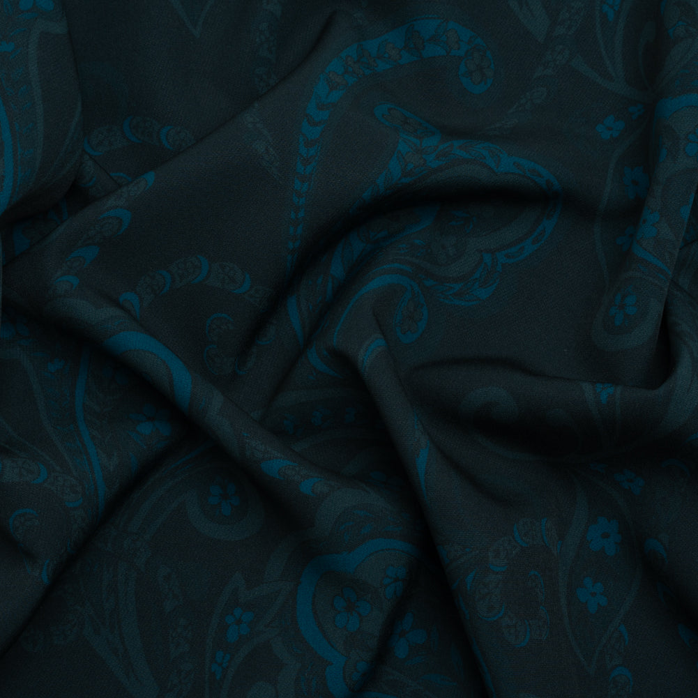 Stretch Polyester Woven Print - Dark Navy Paisley - Mood Exclusive Midnight Flight - Joann Fabrics