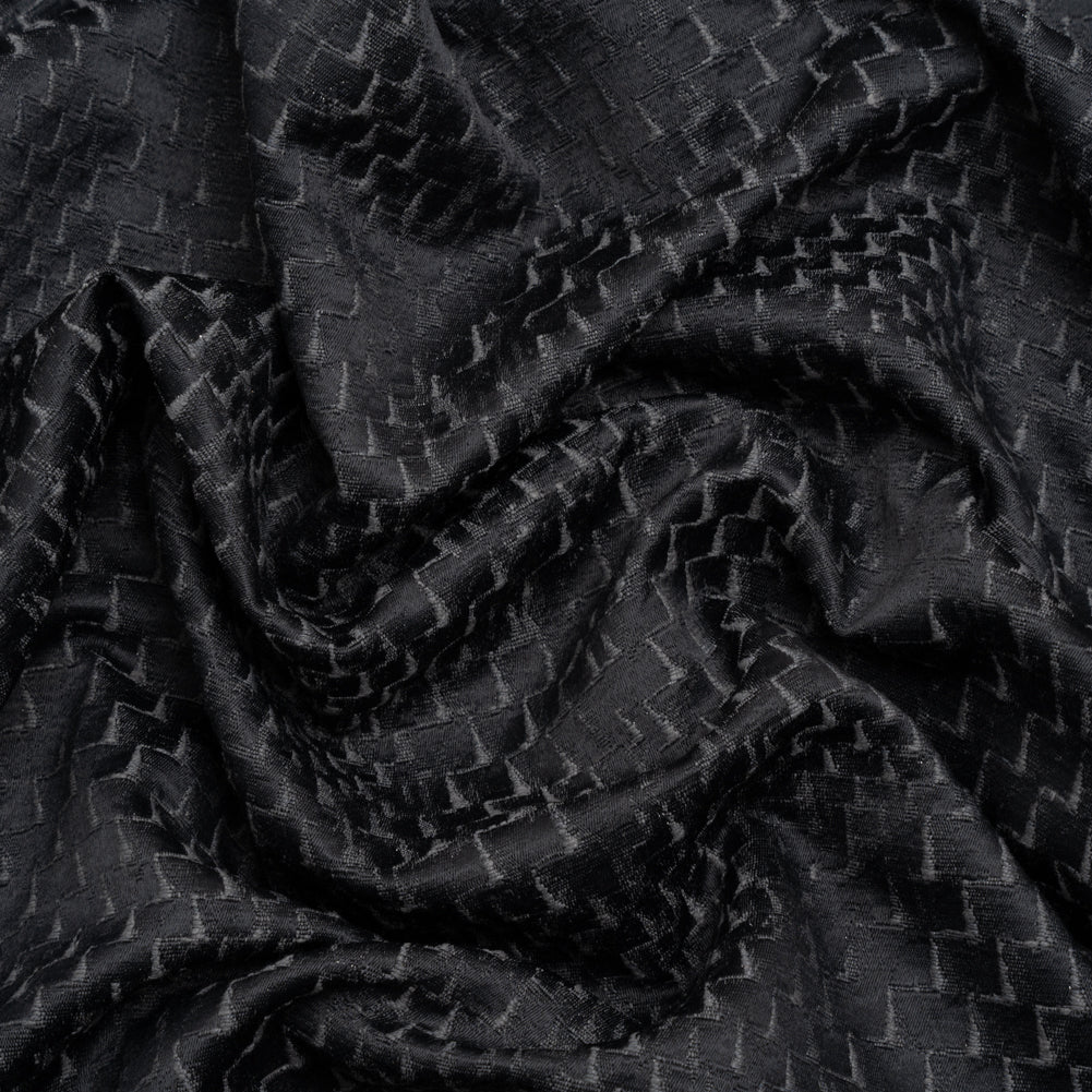 Stairstep Zig Zags Recycled Polyester and Cotton Drapery Jacquard - Ink - British Imported - Joann Fabrics