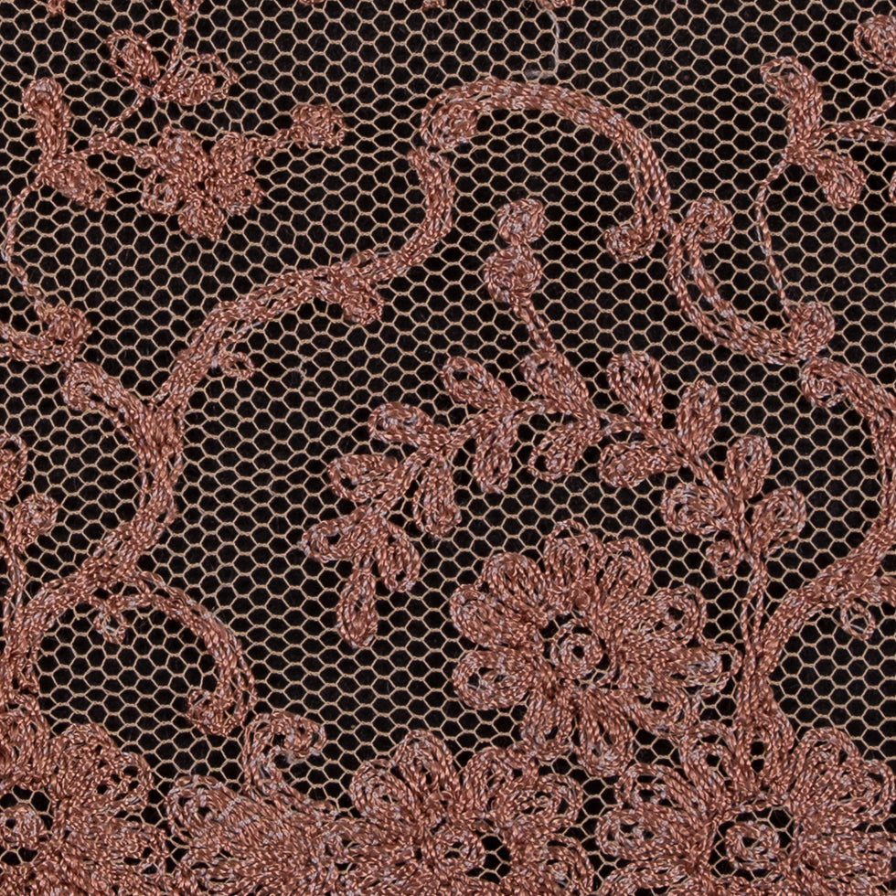 Tan Floral Embroidery on Mesh 3