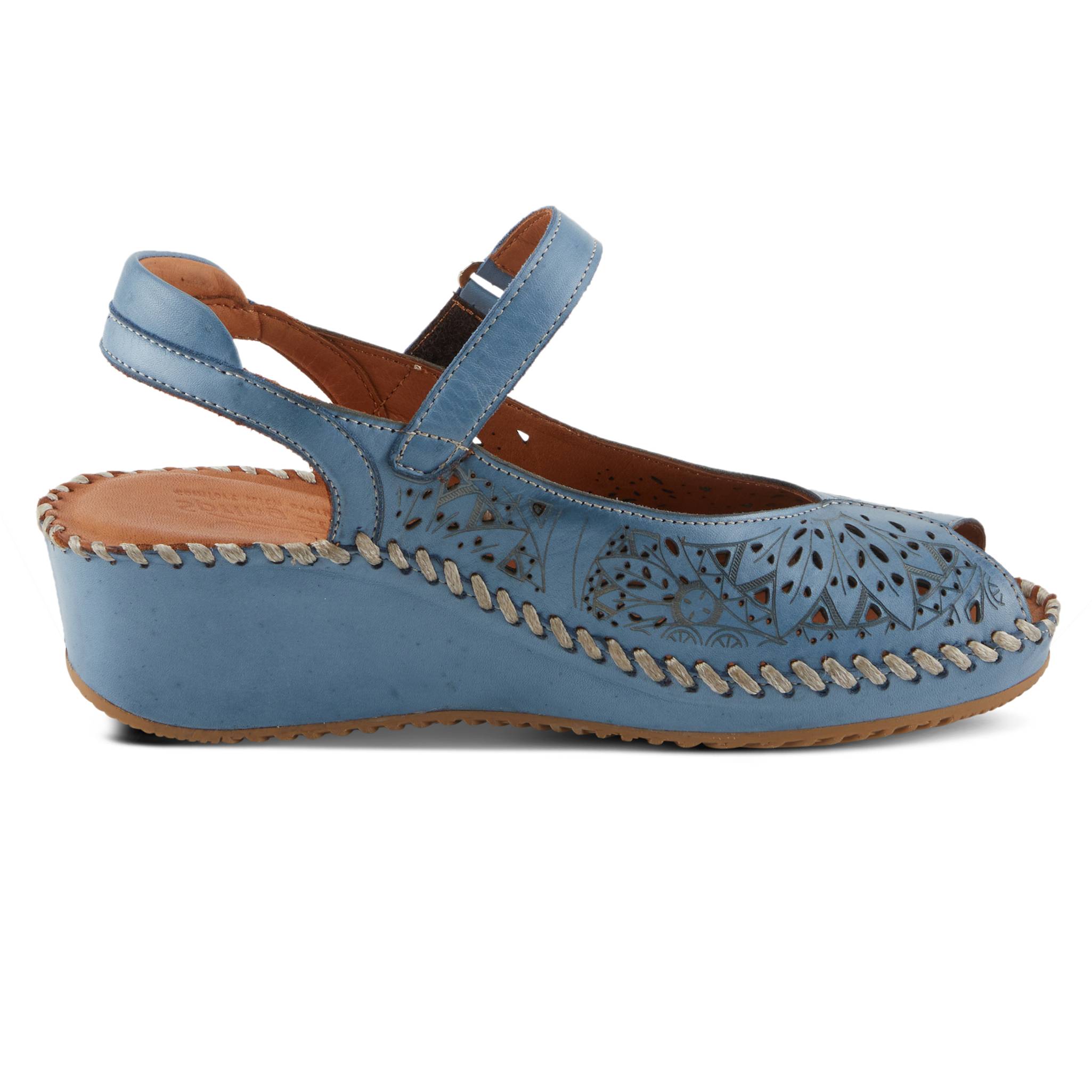 Spring Step® Open-Toe Wedge Leather Sandals with Cutout Detailing - Northstyle Catalog