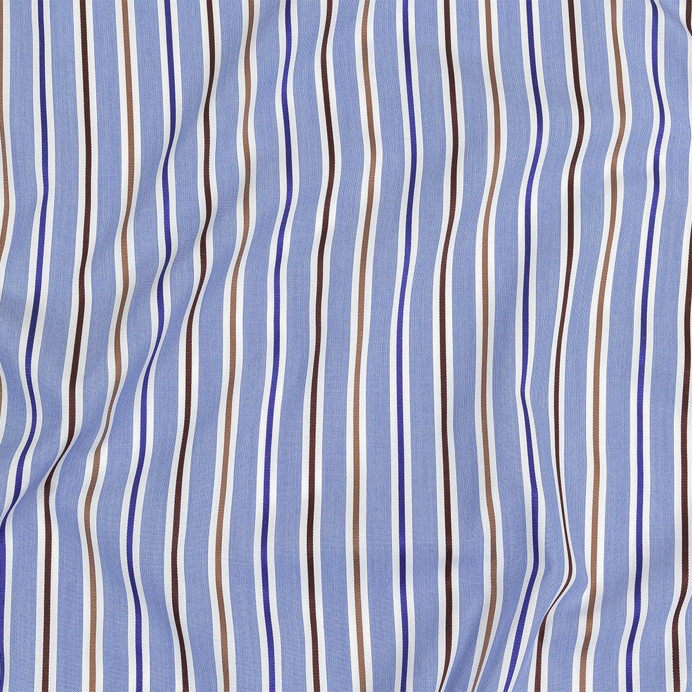 Grapemist, Raw Umber and White Halo Stripes Cotton Shirting - Joann Fabrics