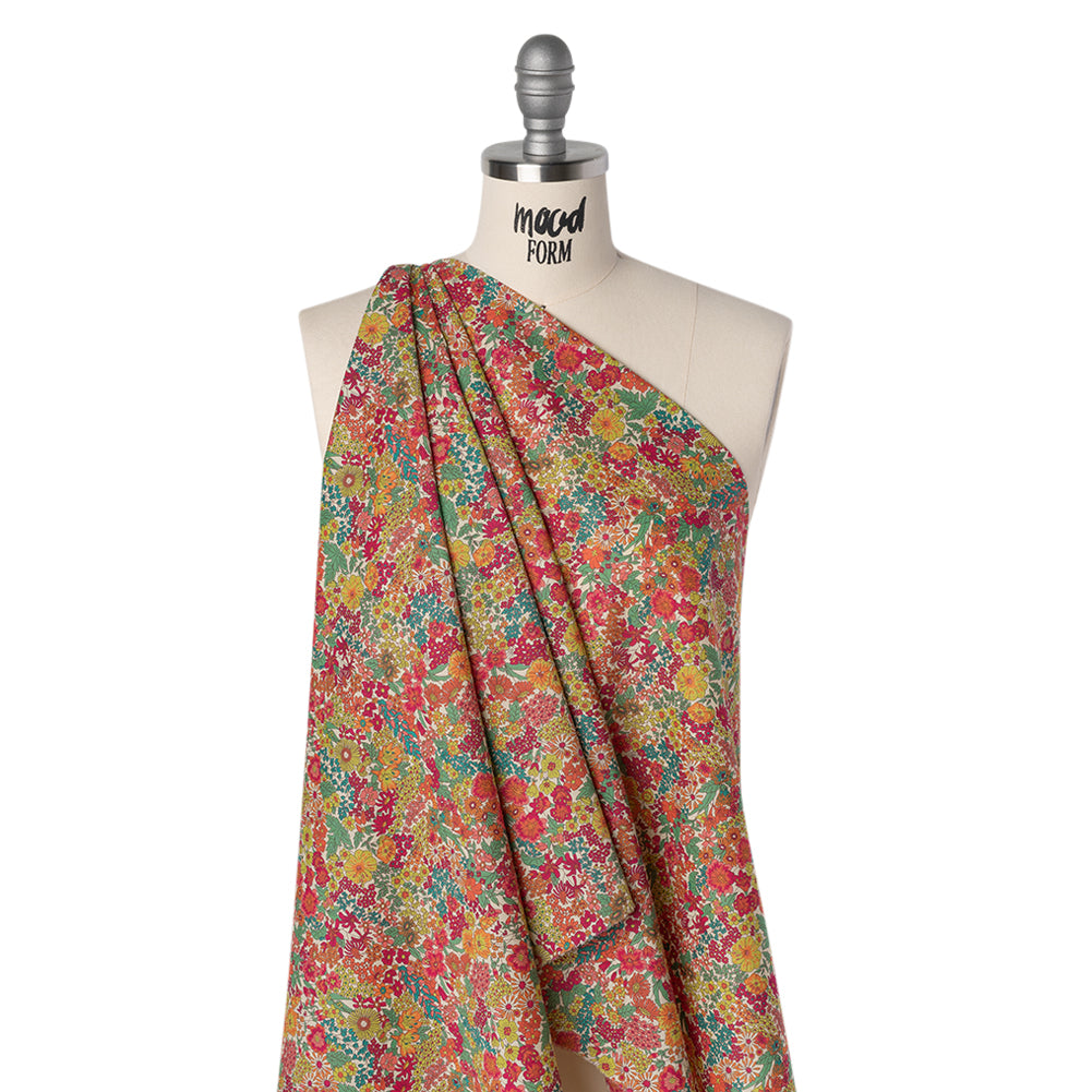 Liberty Fabrics Tana Lawn® - Margaret Annie Pink - Bright Pink, Orange and Yellow Hand Drawn Florals - Joann Fabrics