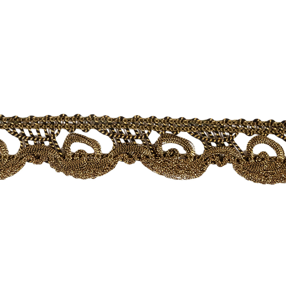 Black and Metallic Gold Swirling Braided Trim - 0.875