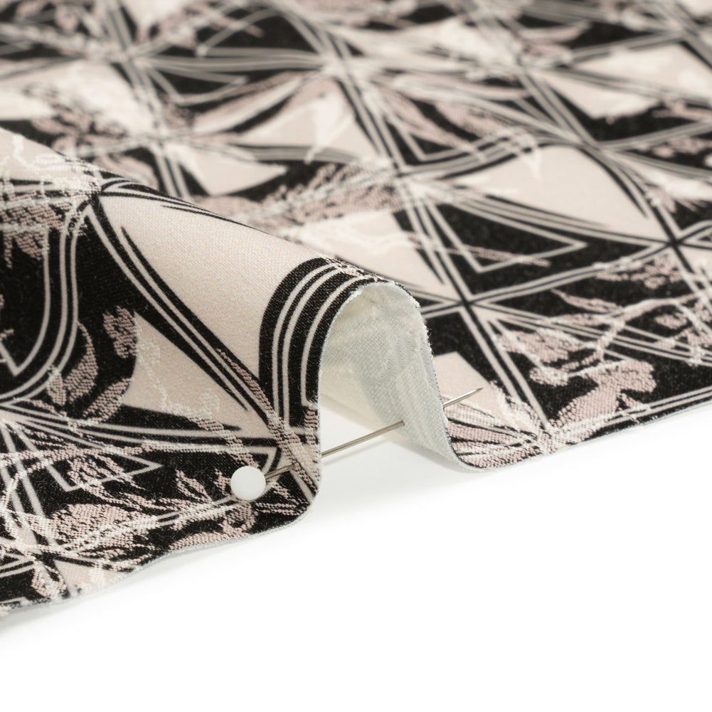 Stretch Flowers and Cranes Jacquard Print - Black and Cream Triangles - Mood Exclusive Take Flight - Joann Fabrics
