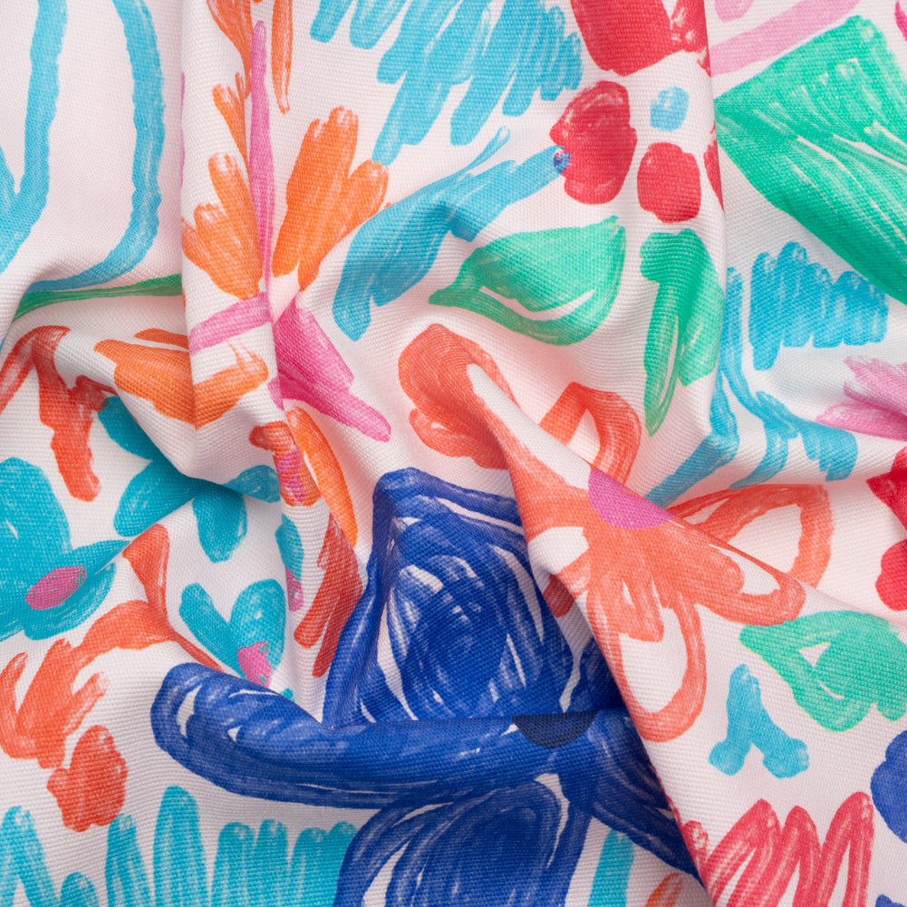 Stretch Cotton Canvas Print - Blue, Green and Pink Floral - Mood Exclusive Downright Dandy - Joann Fabrics