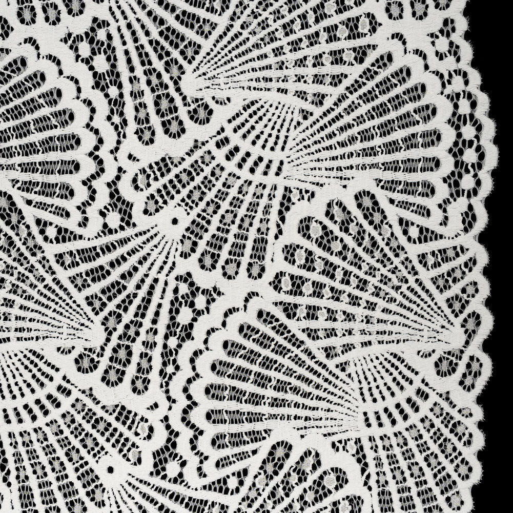 Stretch Raschel Lace with Finished Edges - Ivory Shell Fans - Joann Fabrics