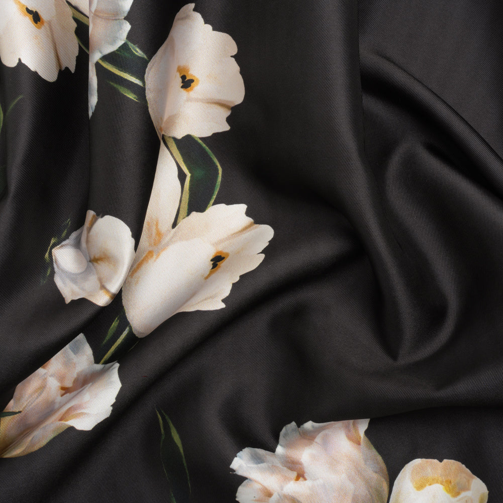 Black and Whisper White Digitally Printed Flowers on a Premium Mikado/Twill - Joann Fabrics