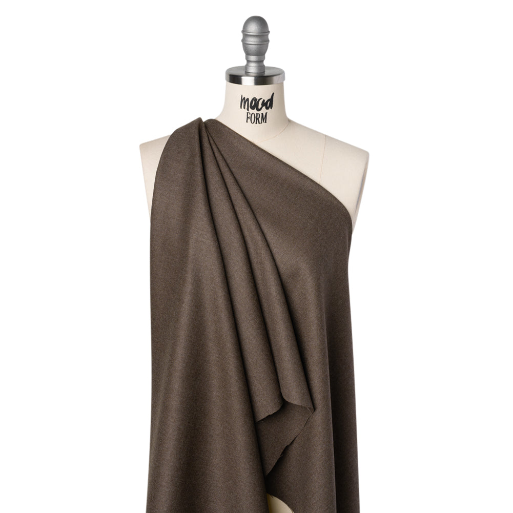 Brushed Virgin Wool Twill Made in Italy - Heathered Light Brown - Joann Fabrics