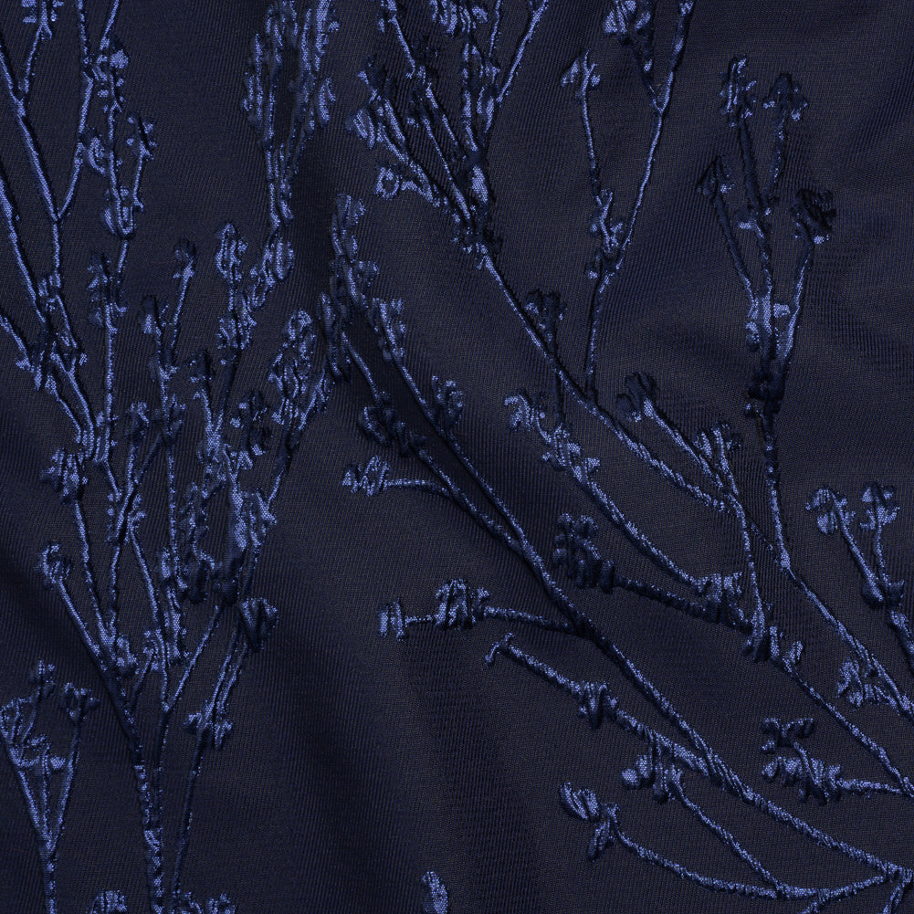 Metallic Brocade - Navy on Navy Flowering Branches - Joann Fabrics