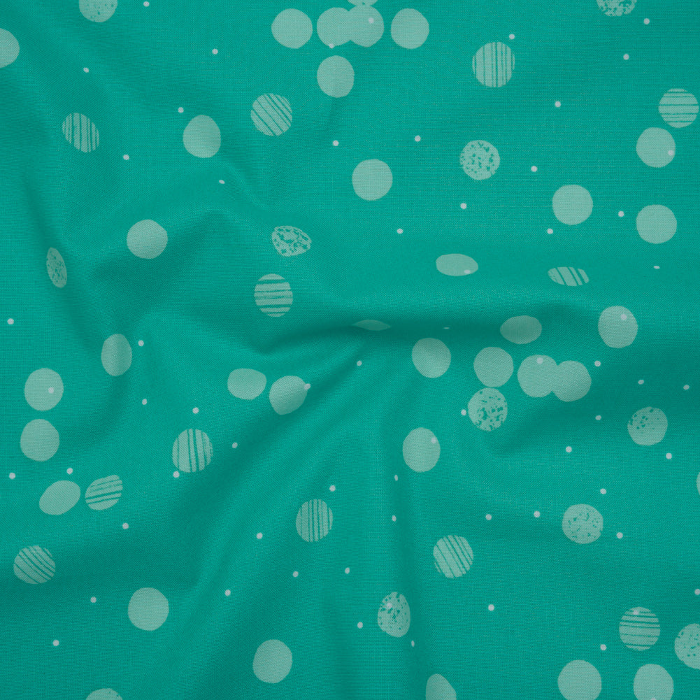 Printed Quilting Cotton by Ghazal Razavi for FIGO Studio - Mint Snow Textured Circles and Spots - Seasons Basics Collection - Joann Fabrics