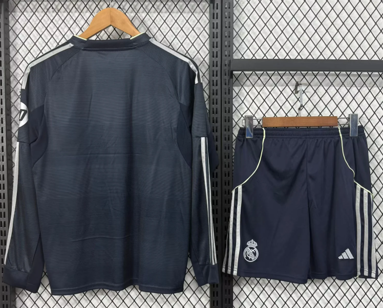 2025/2026 Long Sleeves Real Madrid Away Football Jersey 1:1 Thai quality Kids Size