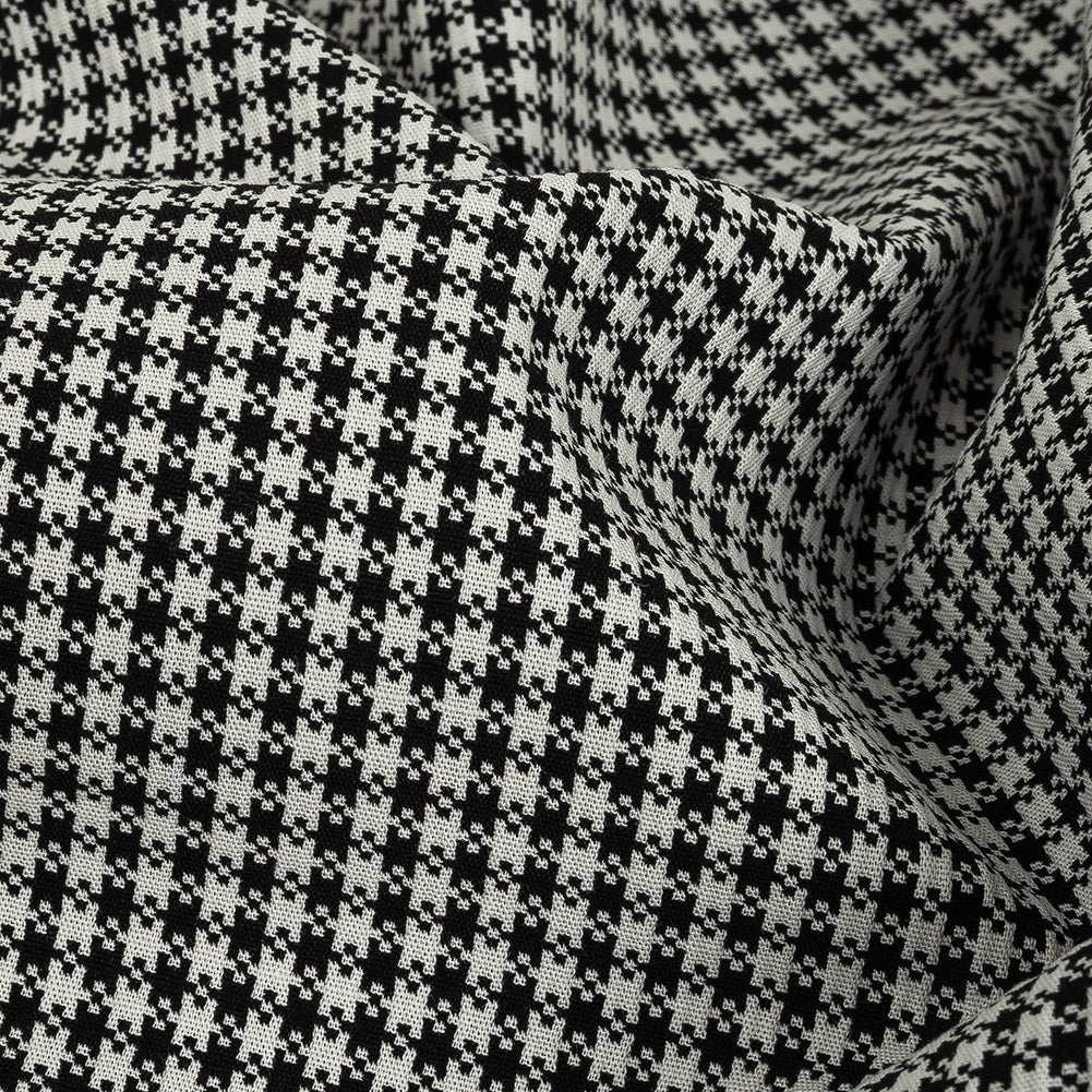 Jet Black and Blanc de Blanc Checkered Stretch Cotton Jacquard - Joann Fabrics