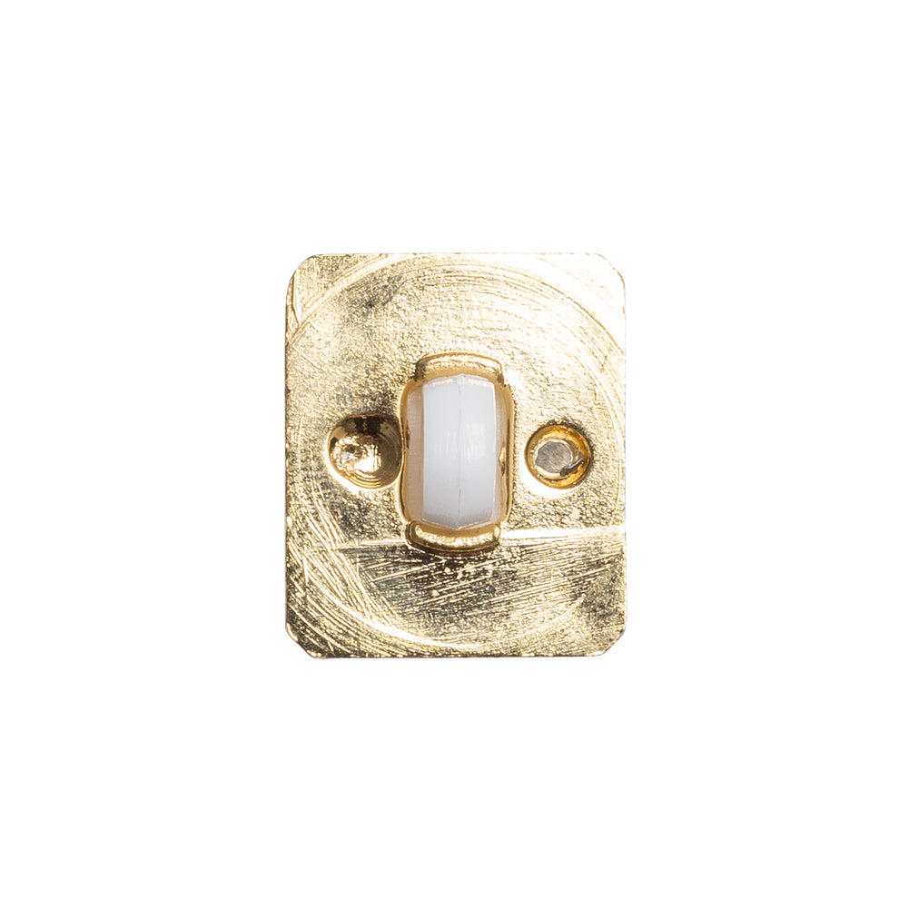 Rectangular Plastic Shank Back Button - White and Metallic Gold Faceted - 30L/19mm - Joann Fabrics