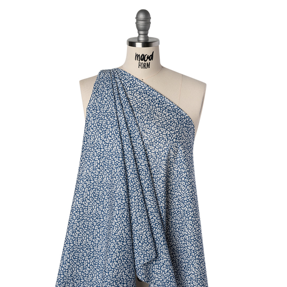 Liberty Fabrics Tana Lawn® - Feather Meadow Blue - Classic Blue and White Flowers and Leaves - Joann Fabrics