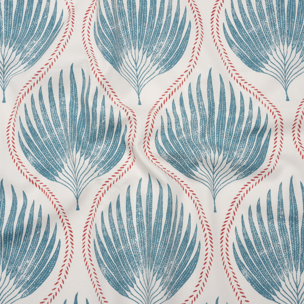 Cotton Canvas Print - Denim Palm Leaf Ogee - British Imported - Joann Fabrics