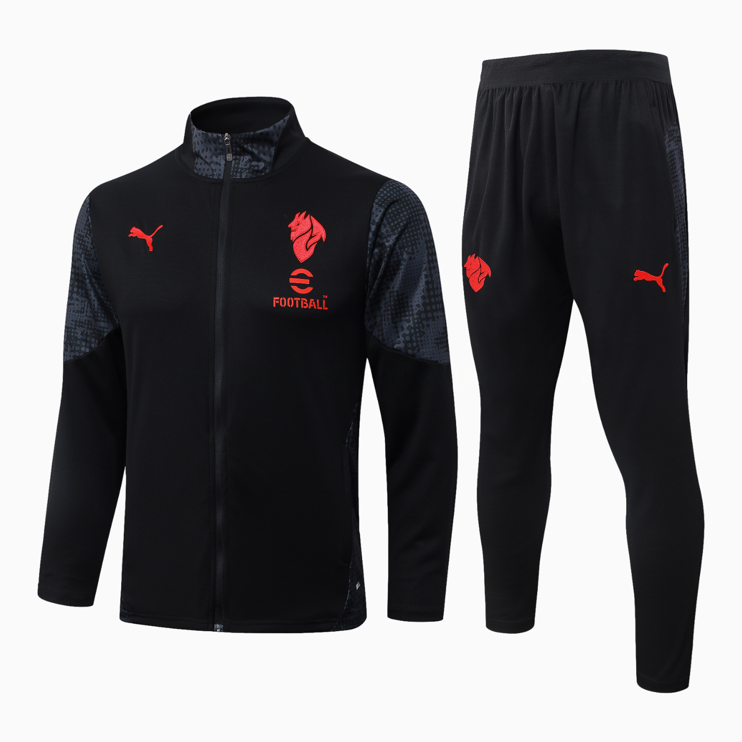 AC Milan 25-26 Jacket Training Tracksuit - Little Devil Black top & Pants - UnitedFutballJersey