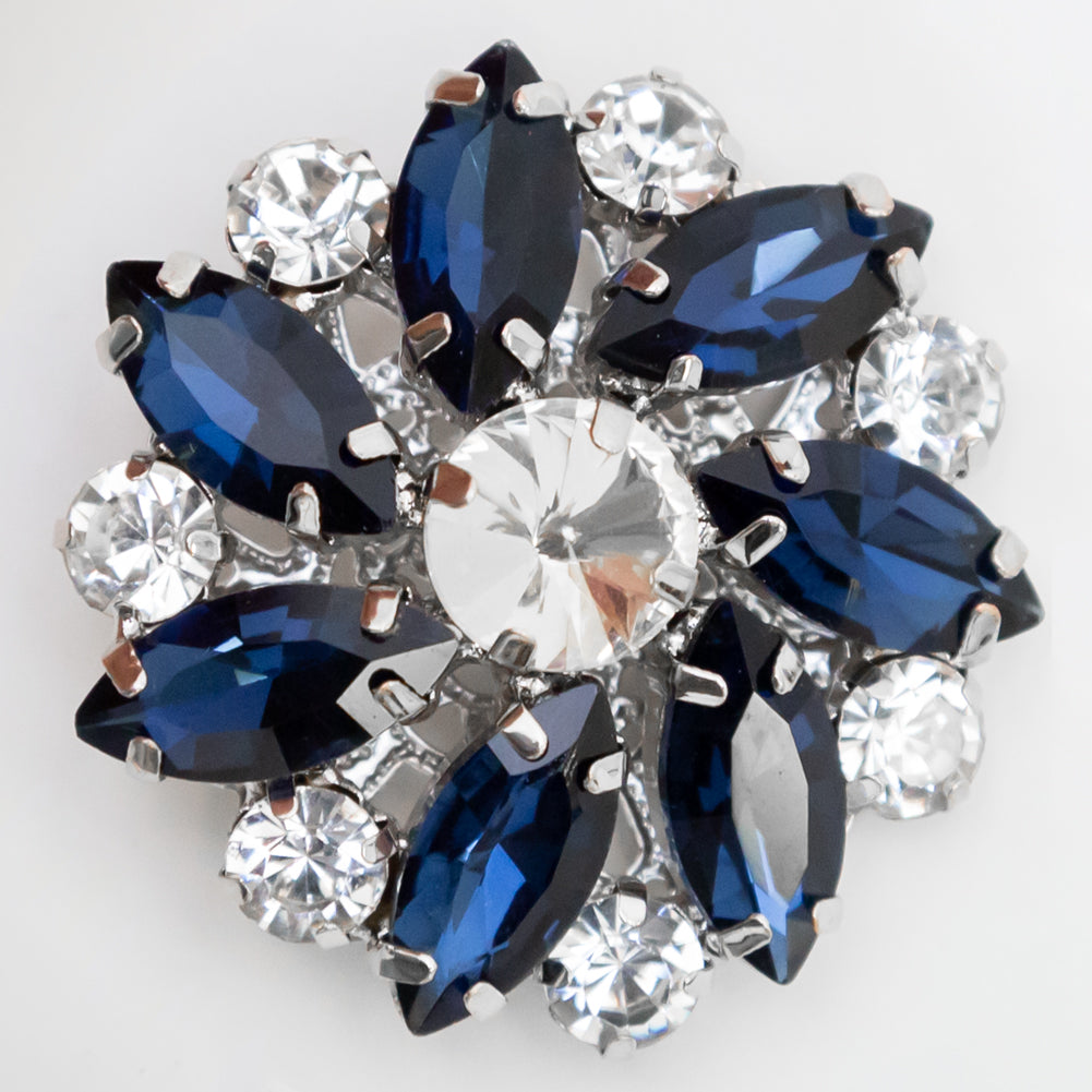 Italian Silver, Navy and Crystal Rhinestone Button - 58L/37mm - Joann Fabrics