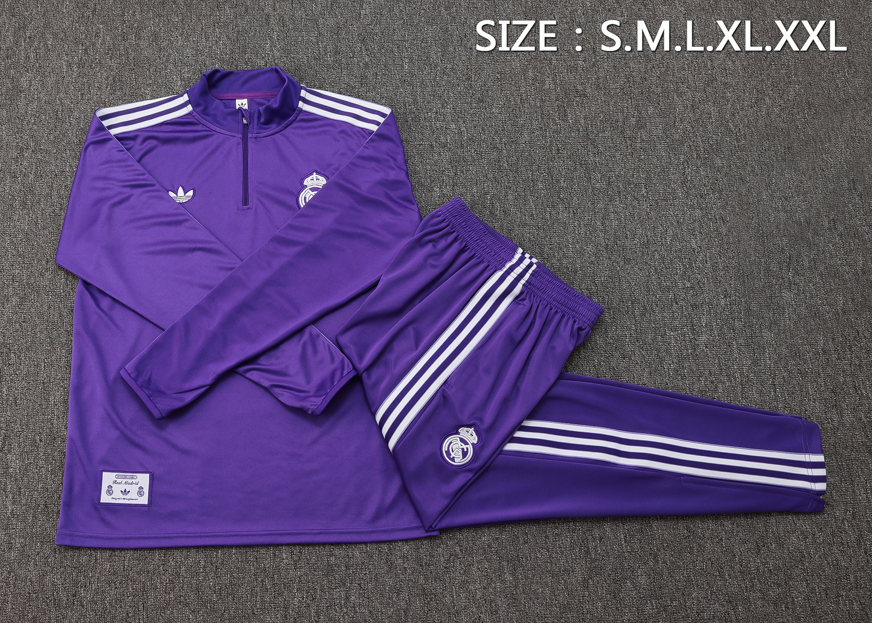 2025/2026 Real Madrid Purple Retro Edition Half-Pull Training Suit Football Shirt 1:1 Thai Quality Set