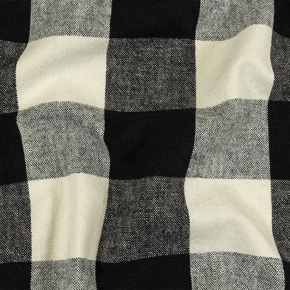 Black and Jet Stream Buffalo Check Linen and Cotton Woven - Joann Fabrics