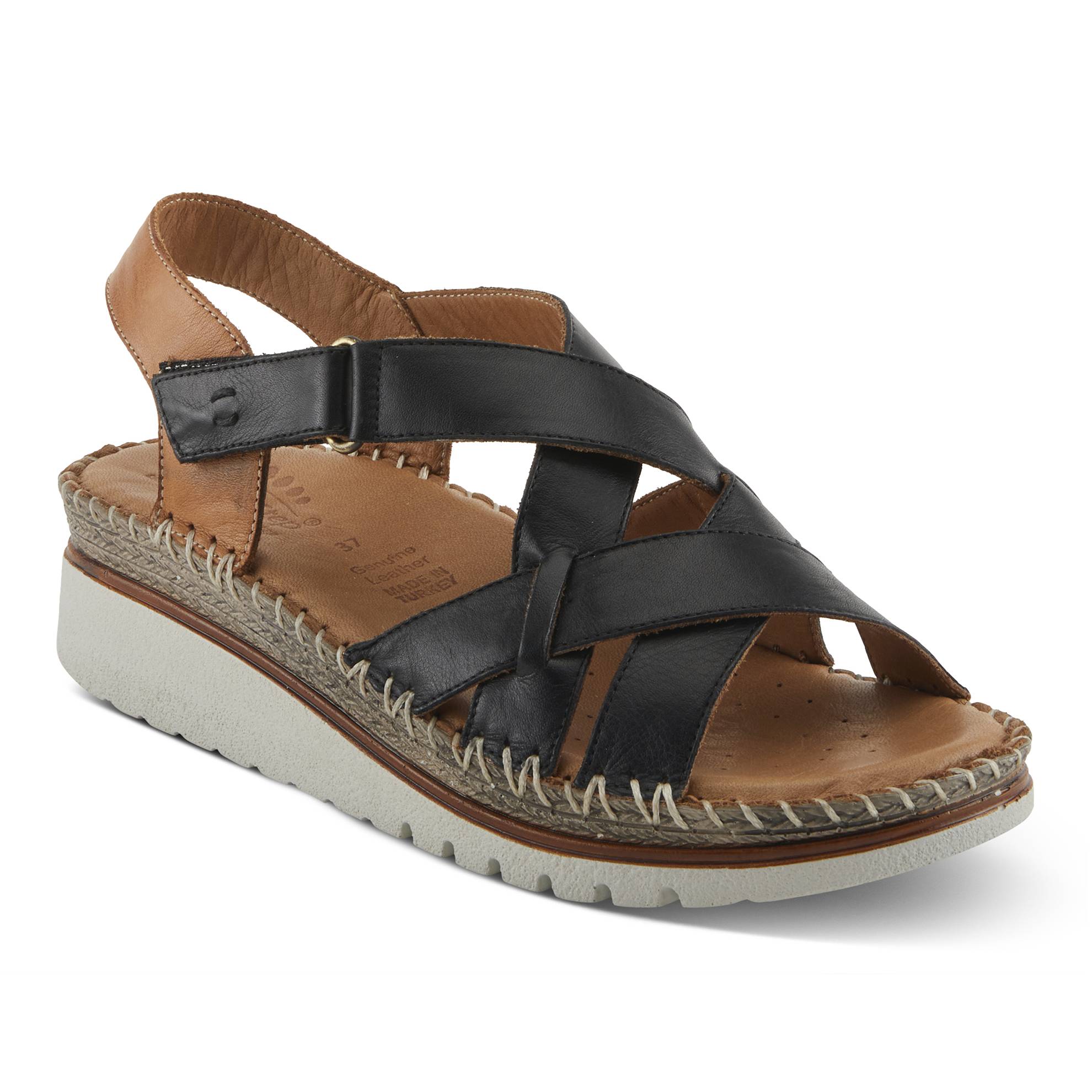 Leather Crisscross Comfort Wedge Sandal, by Spring Step® - Northstyle Catalog