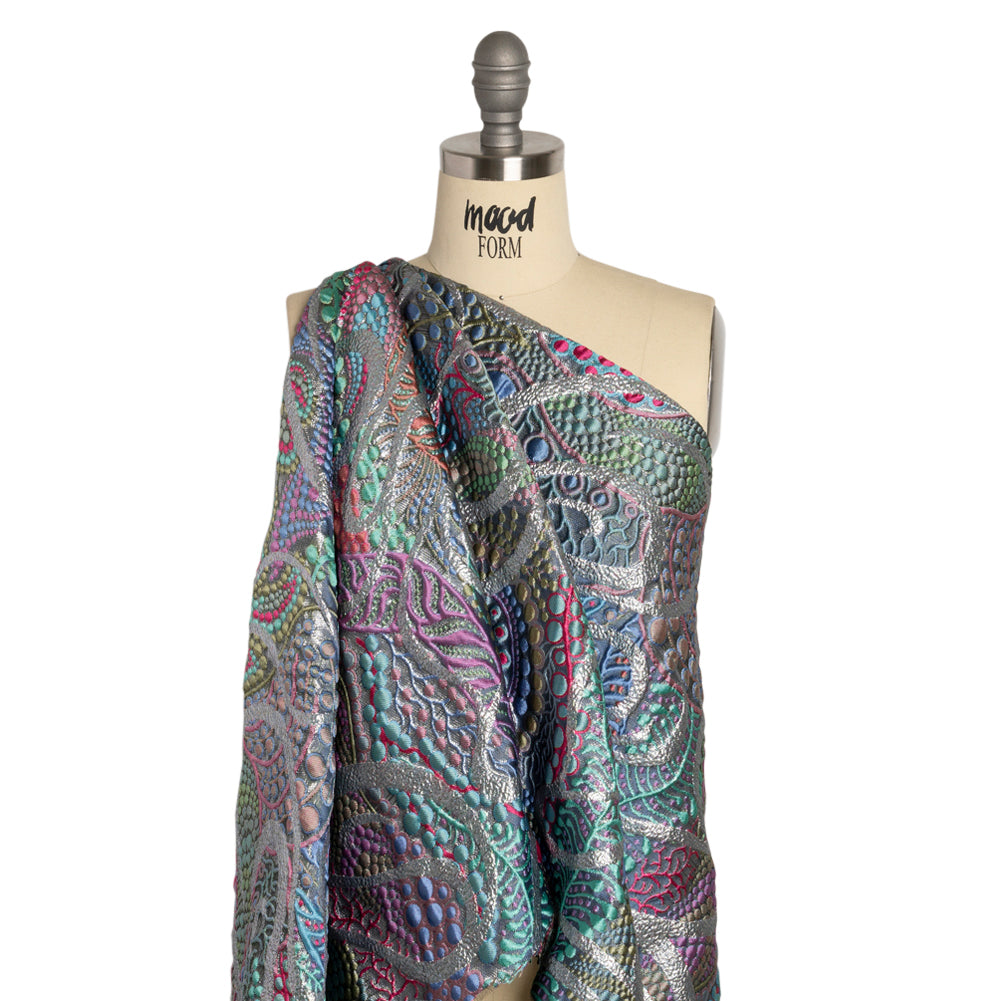 Metallic Silver, Blue and Pink Organic Flow Luxury Brocade - Joann Fabrics