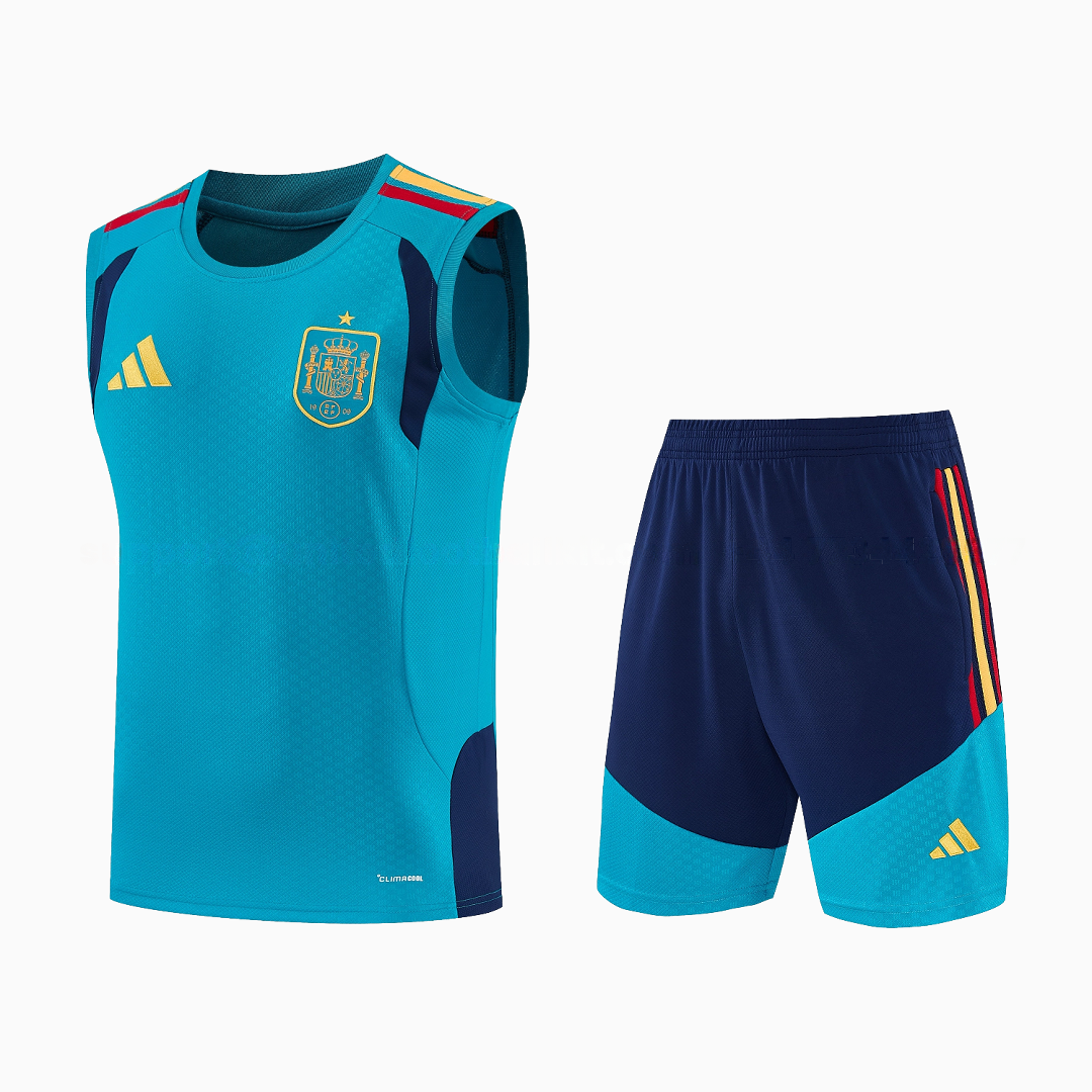 Spain 2026 Vest Training Set - Light Blue Top & Dark Blue Pants - UnitedFutballJersey