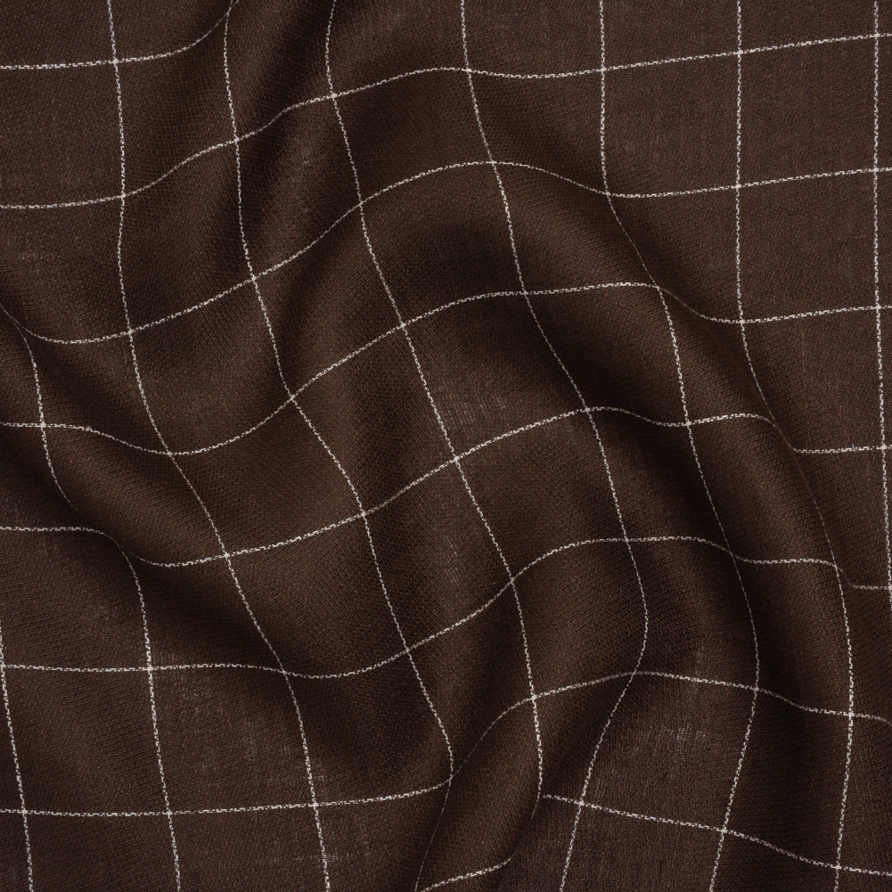 Linen Twill - Chocolate Brown and White Windowpane Check - Joann Fabrics