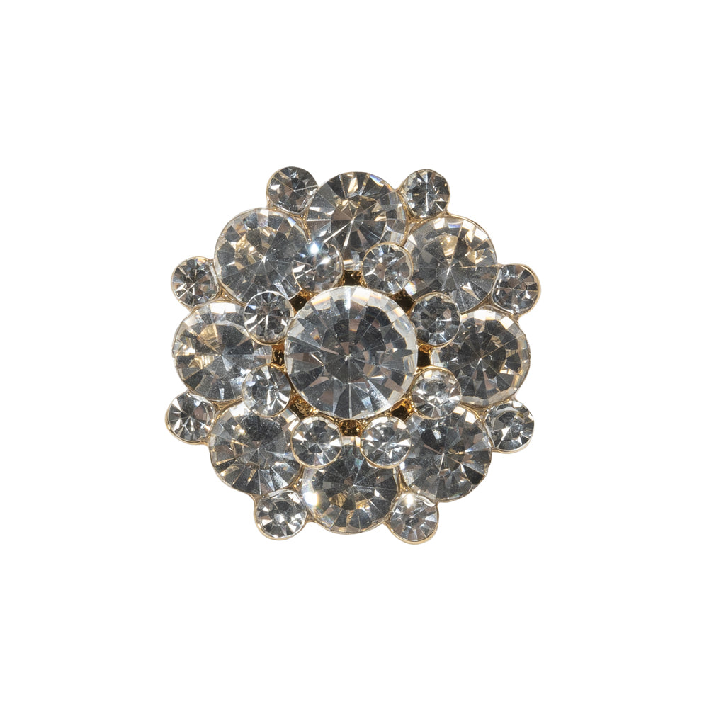 Rhinestone and Metal Shank Back Button - 38L/24mm - Crystal and Gold Big Rings of Stones - Joann Fabrics