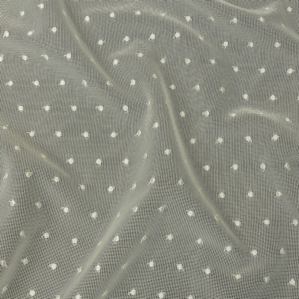 Famous Australian Designer White Sand Embroidered Polka Dots Woven Mesh - Joann Fabrics