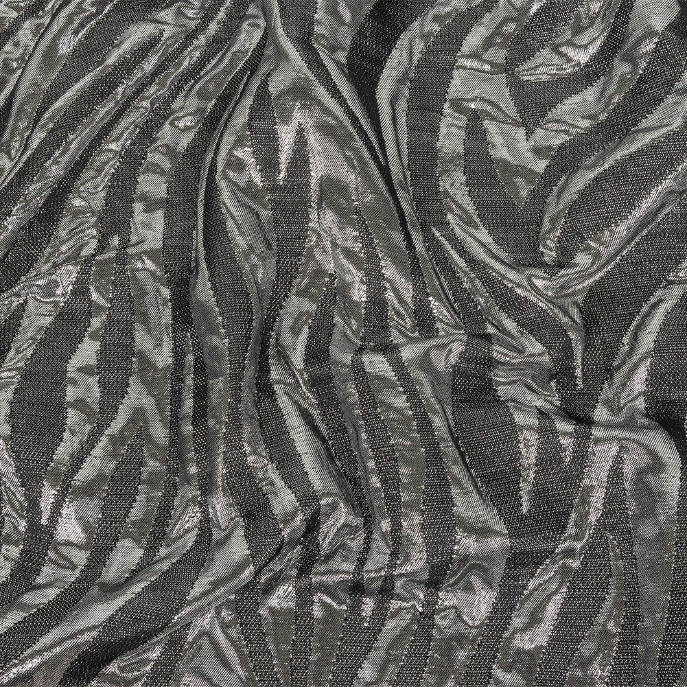Italian Black and Metallic Silver Zebra Stripes Polyester Brocade - Joann Fabrics
