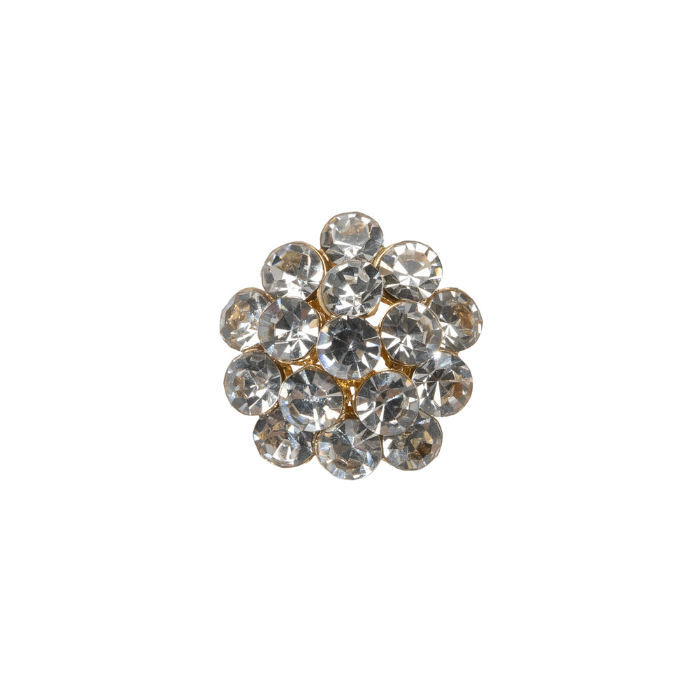 Rhinestone and Metal Shank Back Button - 24L/15mm - Crystal and Gold Rings of Stones - Joann Fabrics