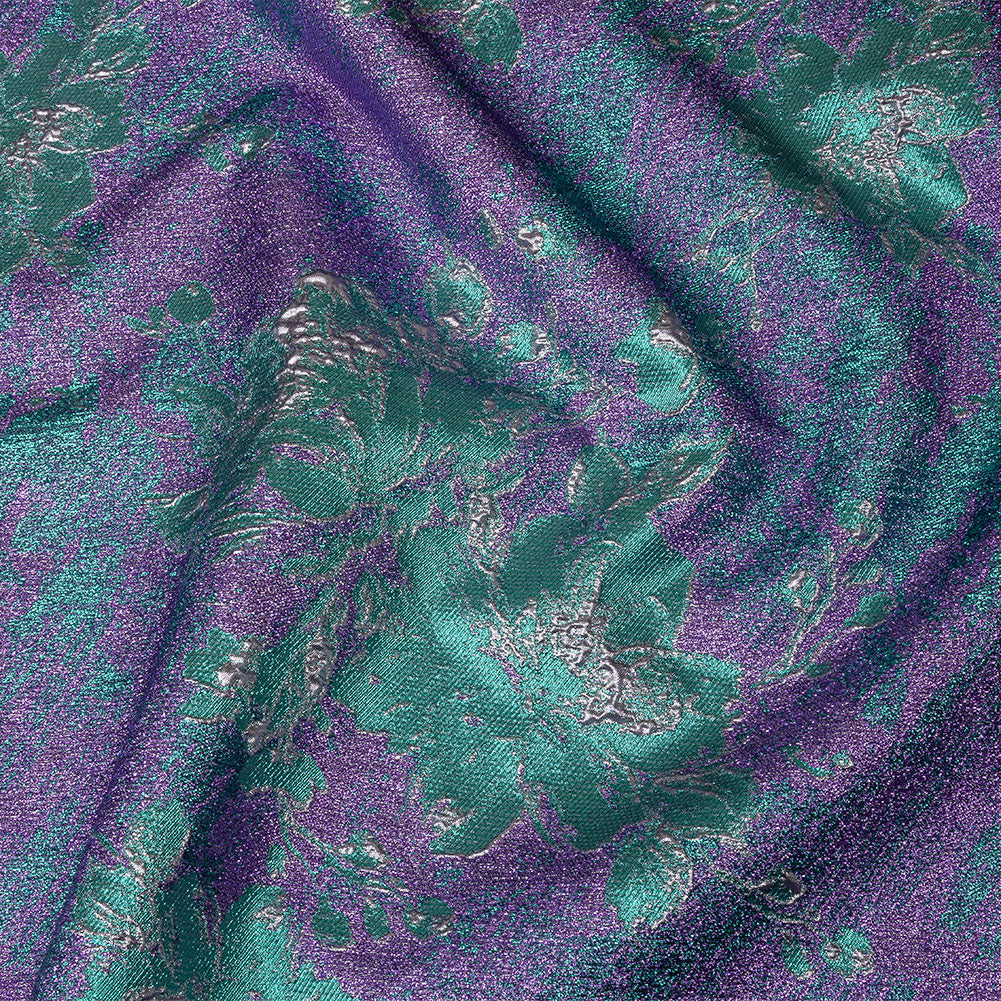 Metallic Purple, Lilac and Teal Crackled Floral Luxury Brocade - Joann Fabrics