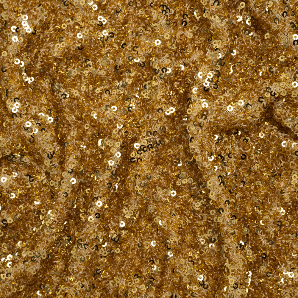Recycled Polyester All-Over Circular Baby Sequins on Stretch Mesh - Gold - Divine Collection - Joann Fabrics