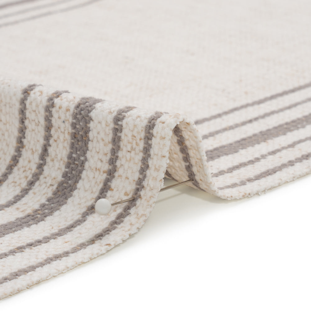 Crypton Stone on White Striped Stain Resistant Polyester and Linen Chenille Upholstery Woven - Joann Fabrics