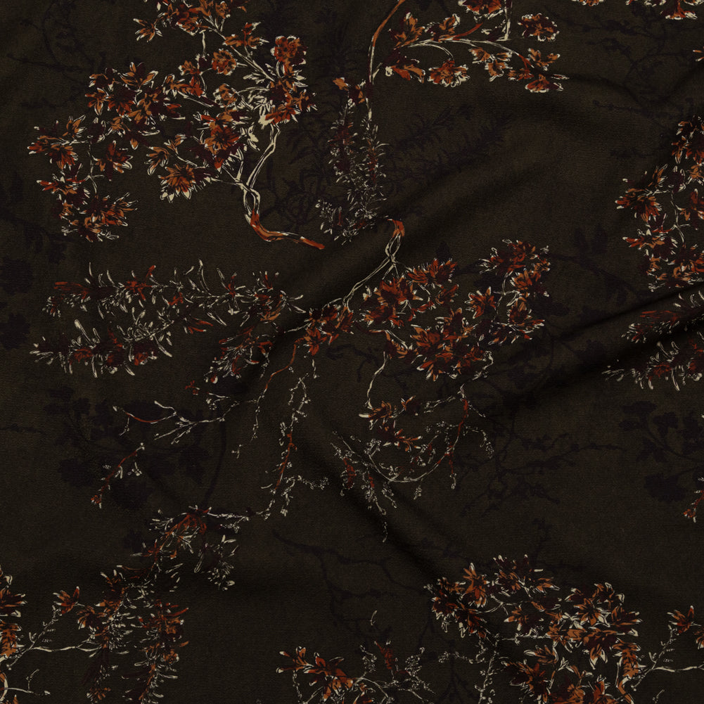 Stretch Polyester Crepe - Brown and Red Trees - Gloomy Garden Print - Mood Exclusive Serengeti Collection - Joann Fabrics