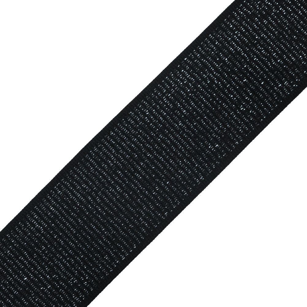 Italian Black and Metallic Silver Elastic Trim - 2.75